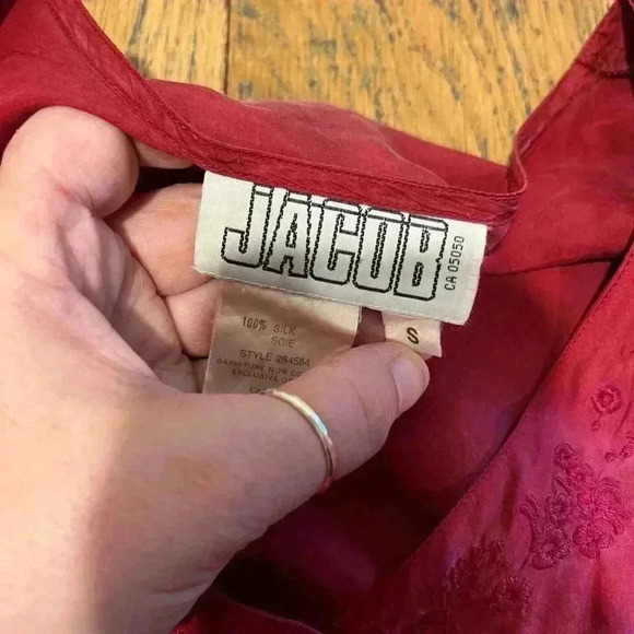 VINTAGE JACOB red  silk blouse size S - Picture 3 of 9